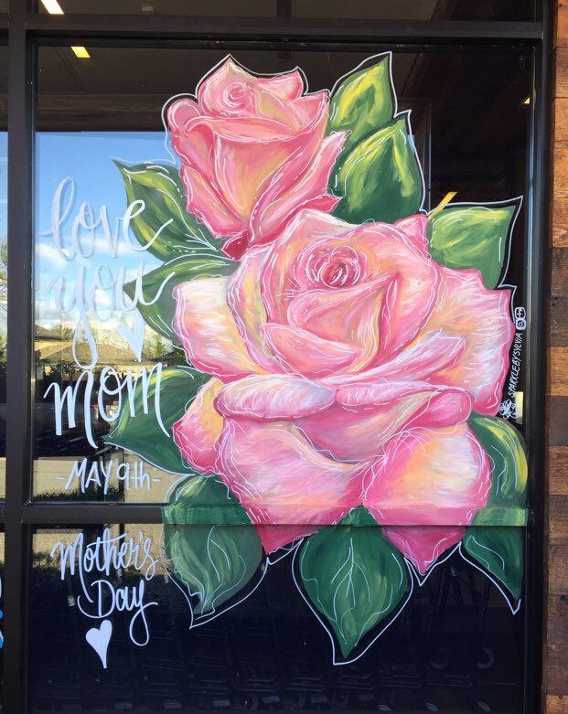 Love you Mom by Sparkle by Sylvia Window Painter, Surrey BC Love you Mom by Sparkle by Sylvia Window Painter, Surrey BC