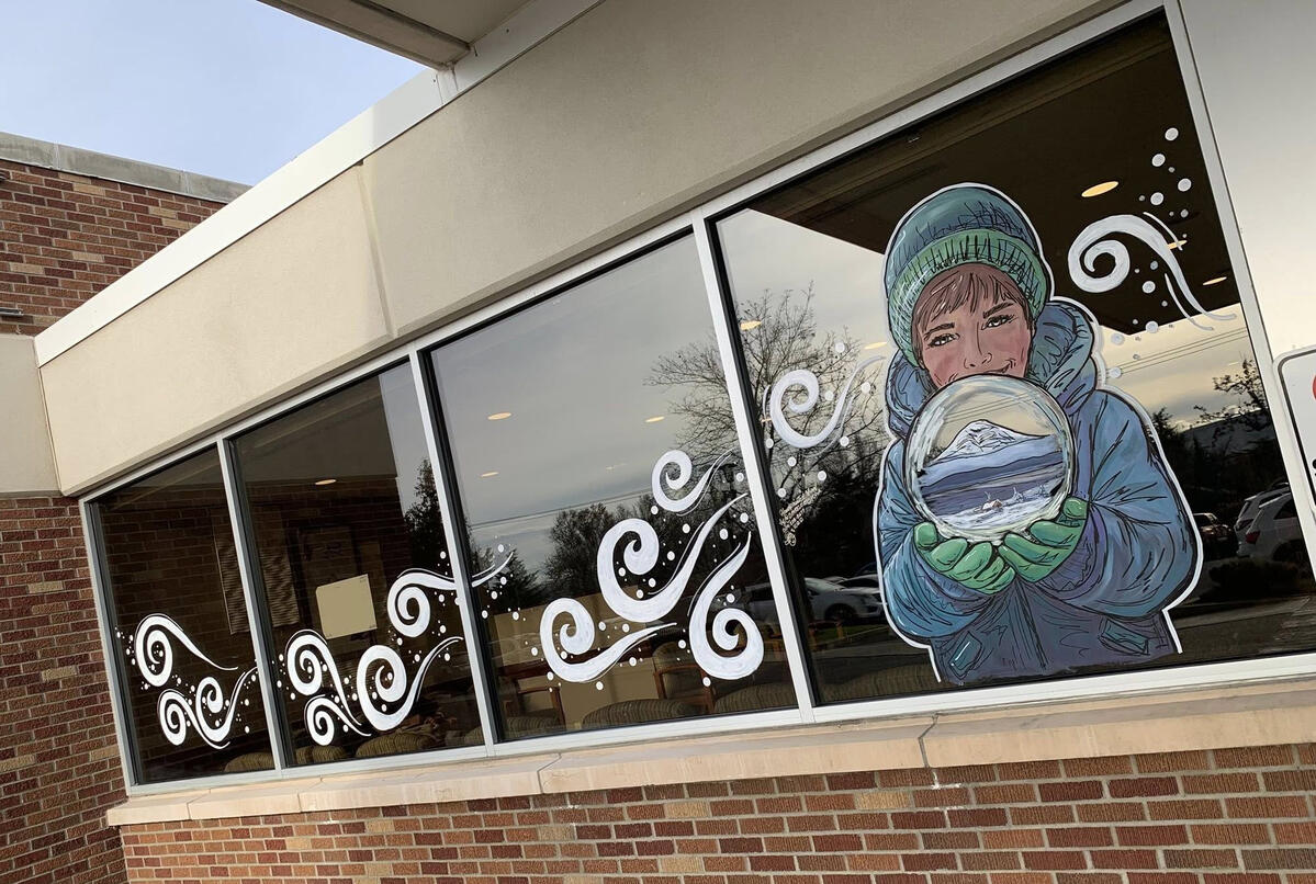 MultiCare Yakima Memorial Hospital Winter 2025 Exterior Mural by Sparkle by Sylvia Sparkle by Sylvia Mural Painter-Artist, Yakima WA